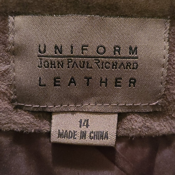 Uniform John Paul Richards Blocked Leather Suede Skirt - Picture 3 of 6